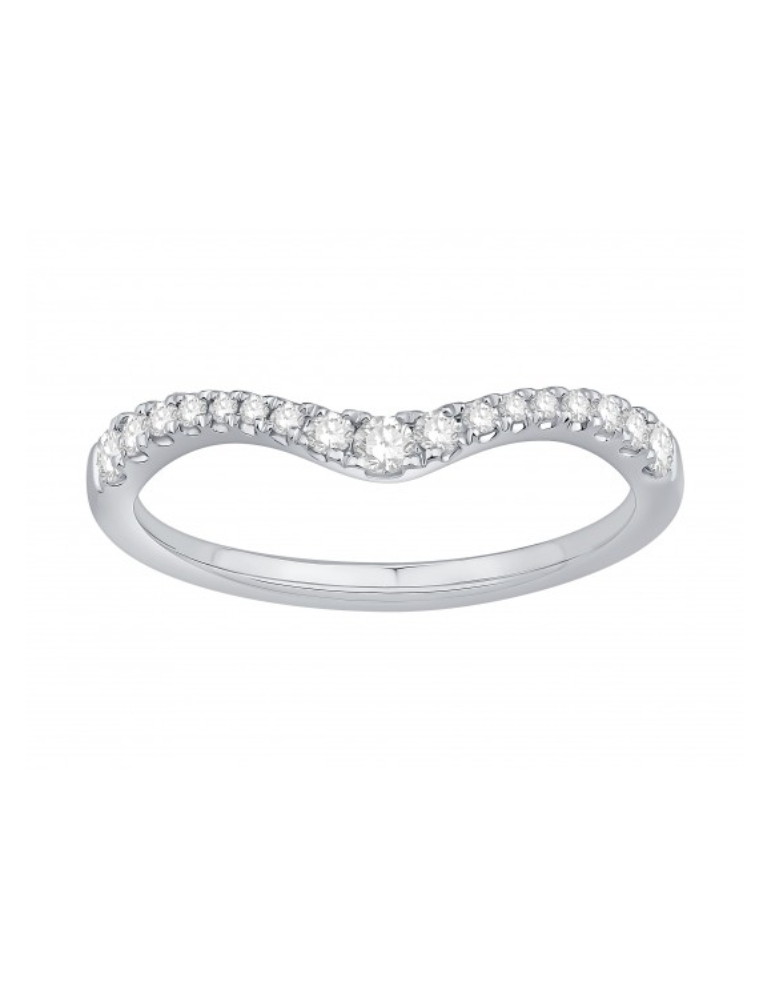 Alliance Femme "Aile de Mouette" Or Blanc & Diamants