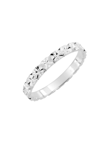 Alliance Dame en Or Gris ciselée