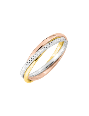 Alliance Dame en Or Jaune, Or Rose & Or Gris ciselée