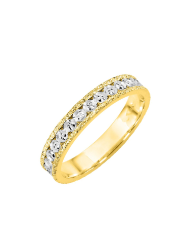 Alliance Dame ciselée Or Jaune & Or Blanc