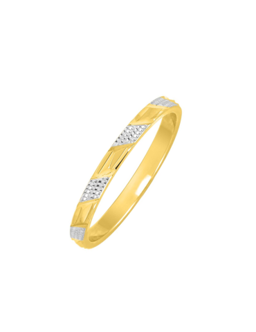 Alliance Dame ciselée Or Jaune & Or Blanc