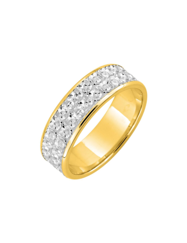 Alliance Dame ciselée Or Jaune & Or Blanc