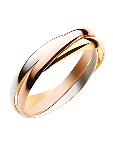 Alliance Homme Or Jaune, Or Gris & Or Rose entrelacée