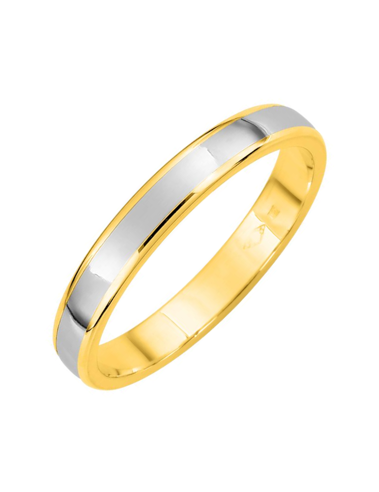 Alliance Homme en Or Blanc & Or Jaune