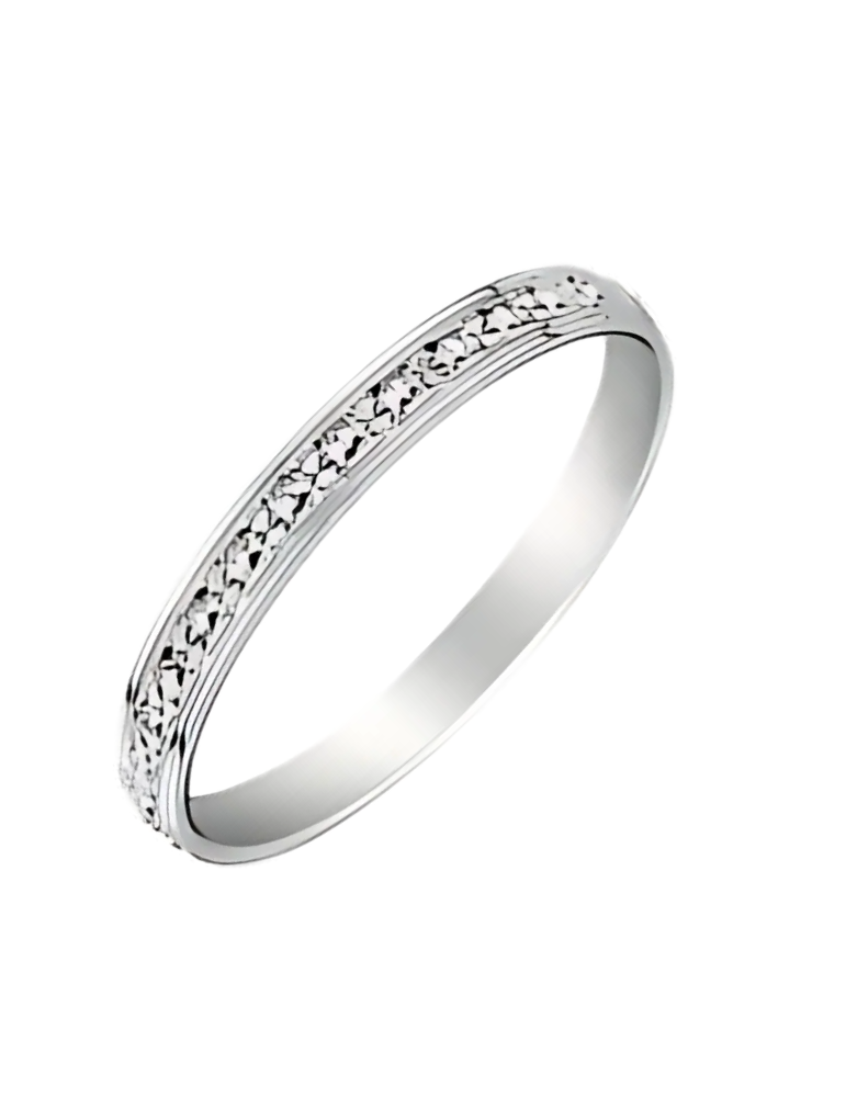 Alliance Femme Ciselée Or Blanc