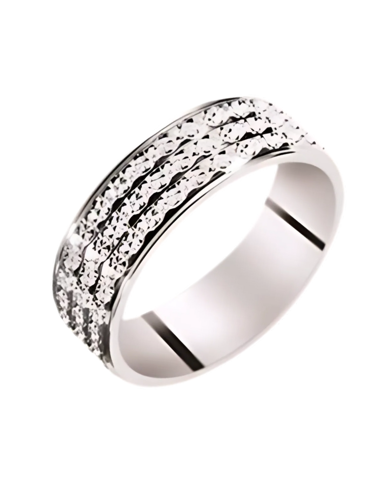 Alliance Femme ciselée Or Blanc