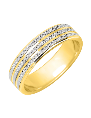 Alliance Femme Ciselée Or Jaune & Or Blanc