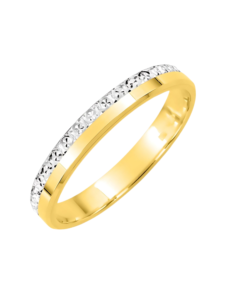 Alliance Femme ciselée Or Jaune & Or Blanc