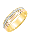 Alliance Femme en Or Jaune, Or Rose & Or Gris ciselée