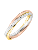 Alliance Femme en Or Jaune, Or Rose & Or Gris ciselée