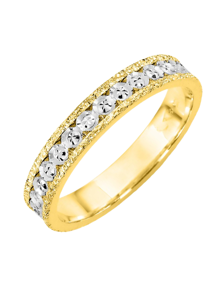 Alliance Femme ciselée Or Jaune & Or Blanc