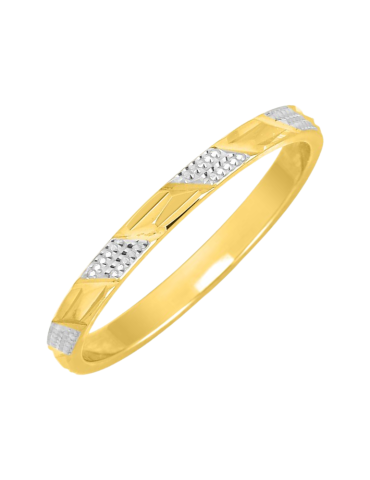Alliance Femme ciselée Or Jaune & Or Blanc