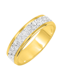 Alliance Femme ciselée en Or Jaune & Or Blanc
