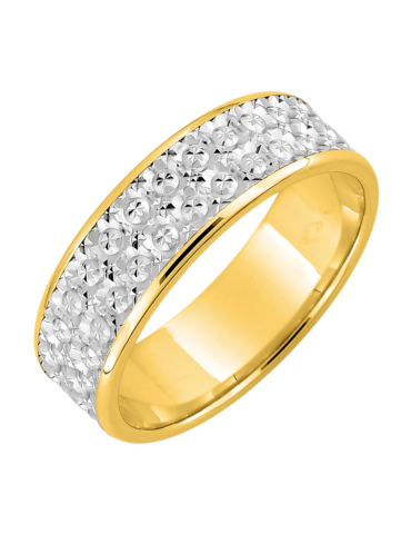 Alliance Femme ciselée en Or Jaune & Or Blanc