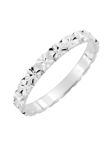 Alliance Femme en Or Gris ciselée