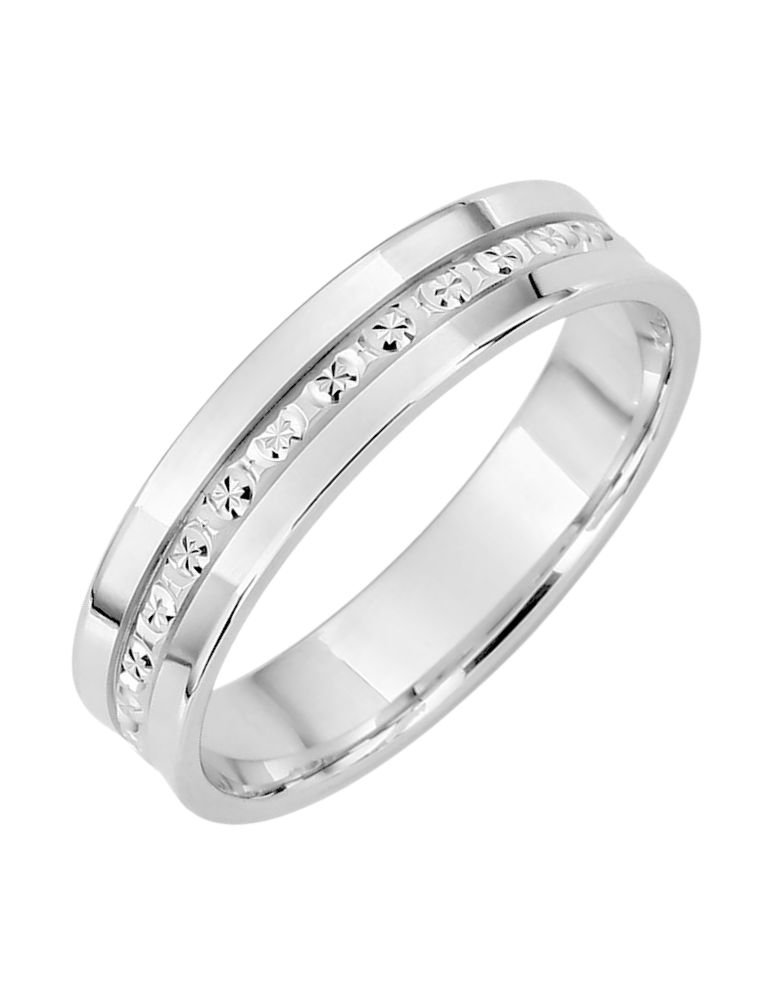 Alliance Femme en Or Gris ciselée