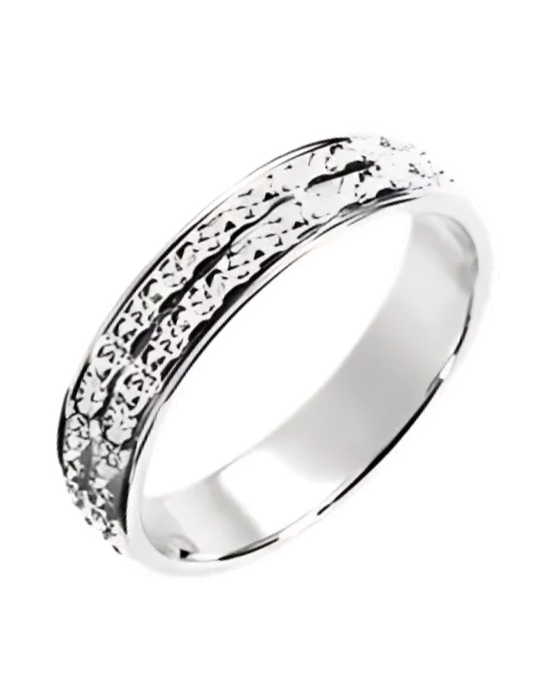 Alliance Femme Or Gris ciselée