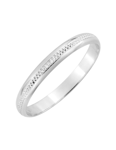 Alliance Femme Demi-jonc avec un ruban perlé