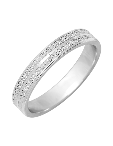 Alliance Femme Or Blanc ciselée
