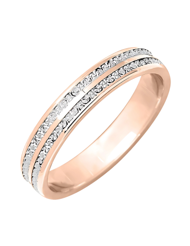 Alliance Femme en or rose & or Blanc