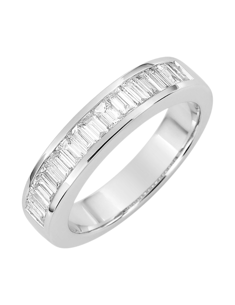Alliance Femme Or Blanc & Diamants Baguette