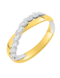 Alliance Femme Or Jaune & Blanc au motif floral croisée