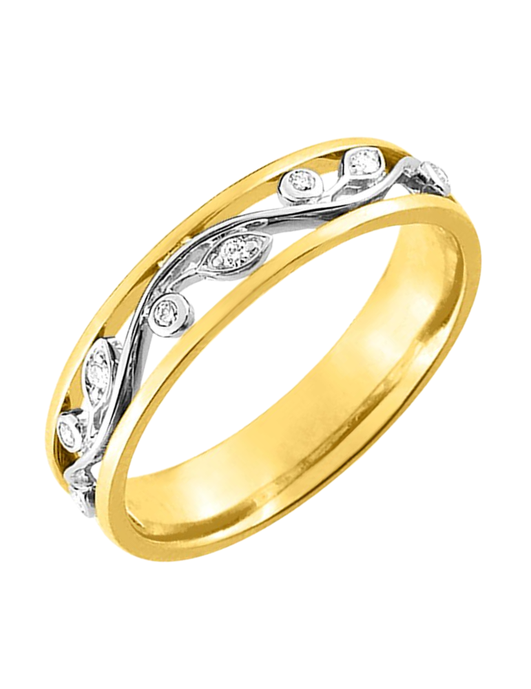 Alliance Femme Diamant Or Jaune & Or Blanc