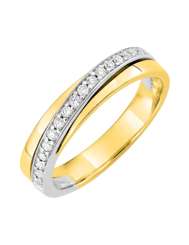 Alliance Femme diamants Or Jaune & Or Blanc