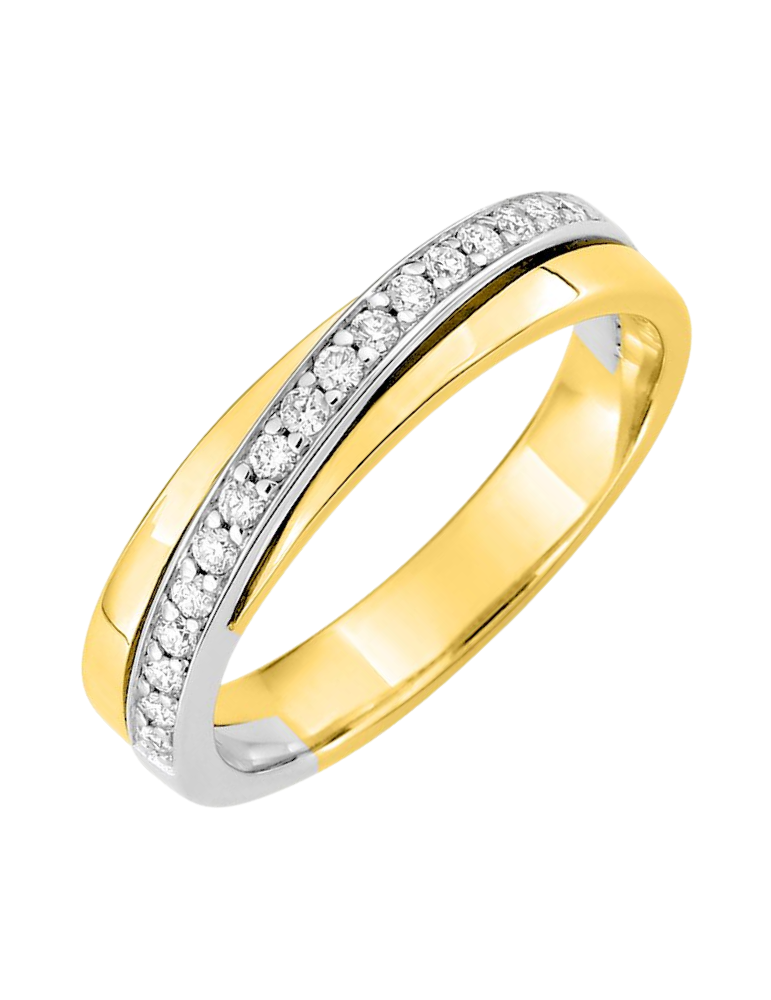 Alliance Femme diamants Or Jaune & Or Blanc
