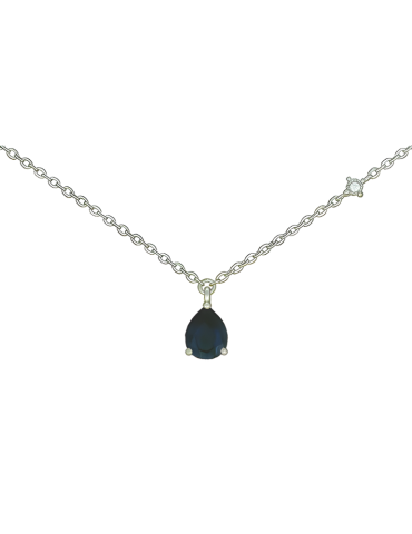 Collier Or Blanc et Saphir