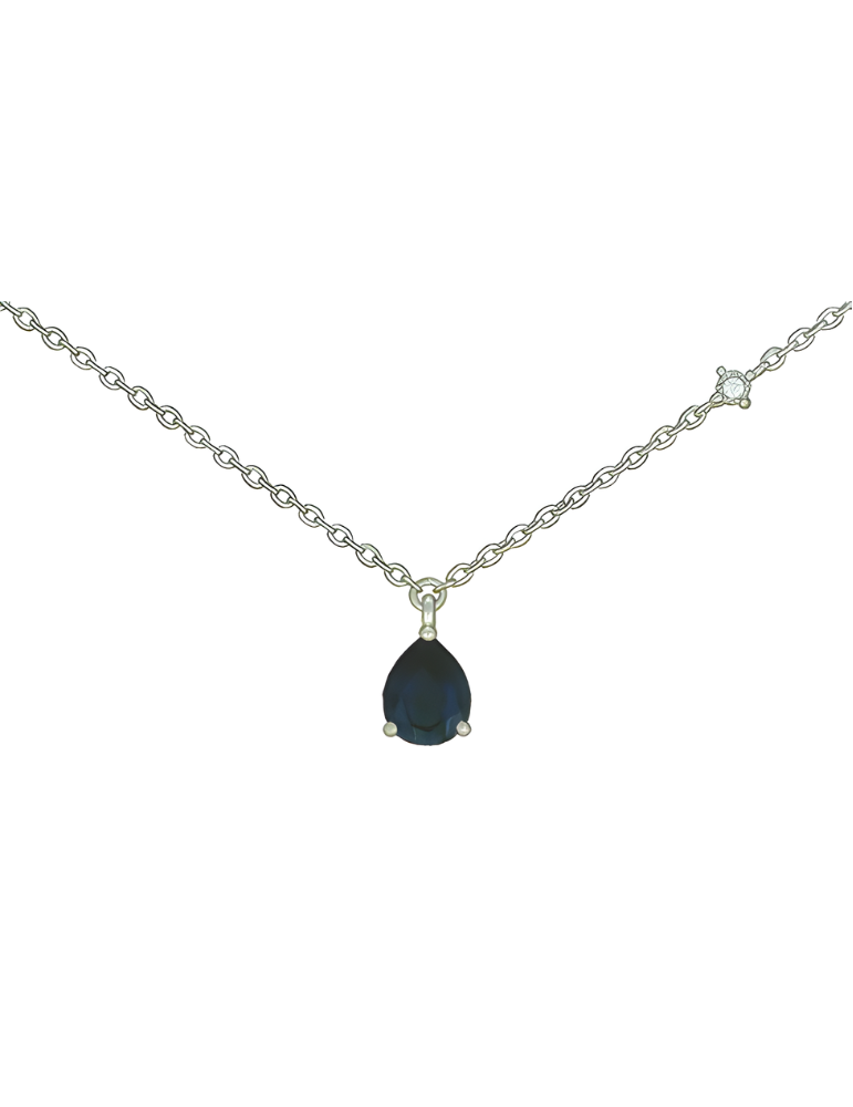 Collier Or Blanc et Saphir