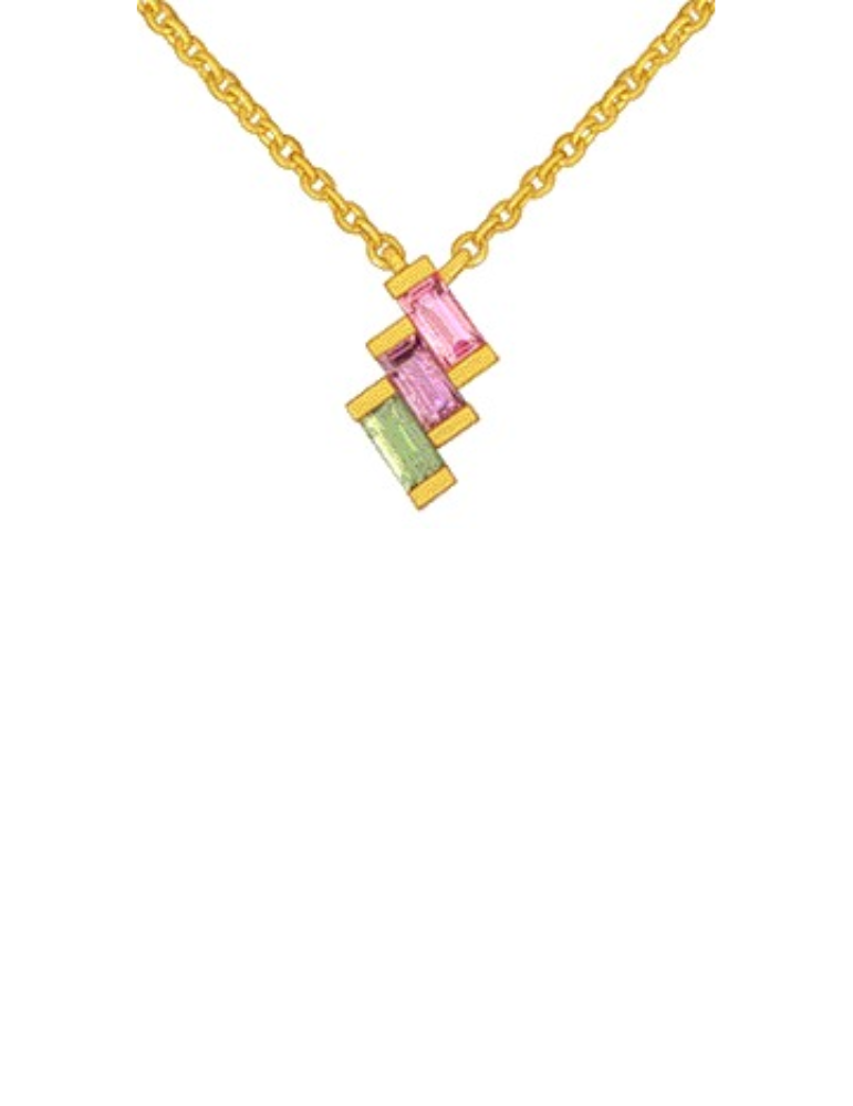 Collier Or Jaune et 3 saphirs