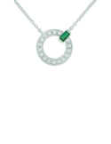 Collier "Cercle de Vie" Or Blanc diamants et Emeraude