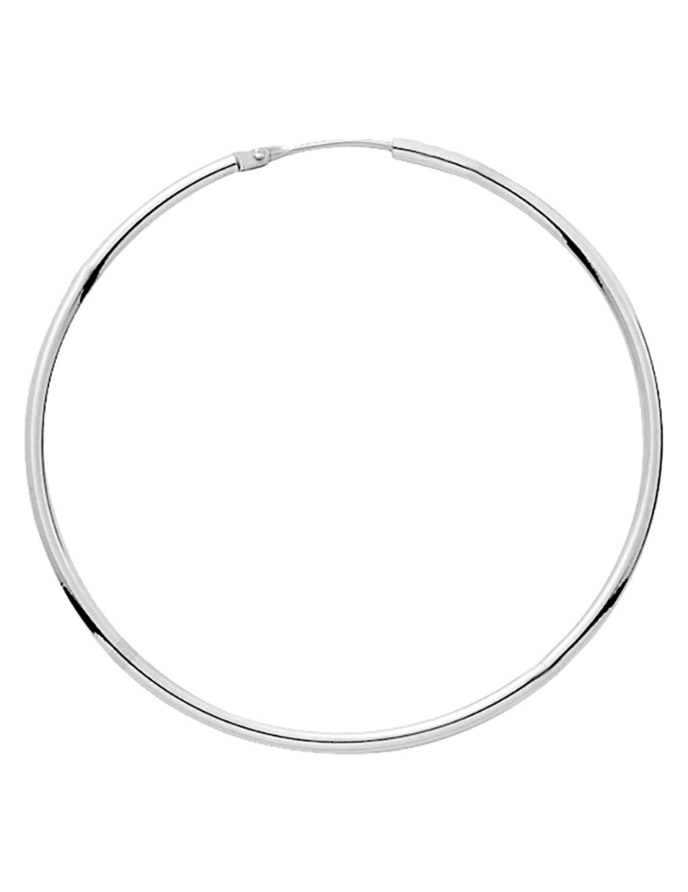 Boucles D’ Oreilles Créoles Or Blanc diamètre 40 mm