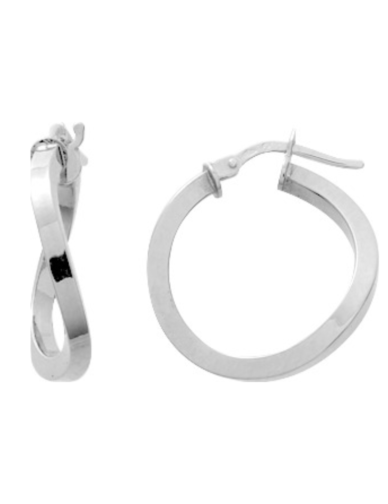 Boucles D’ Oreilles Créoles Or Blanc fil carré diamètre 13 mm