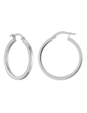 Boucles D’Oreilles Créoles fil carré Or Blanc Diametre 13 mm