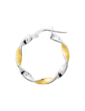 Boucles D’Oreilles Créoles torsadées Or Jaune & Or Blanc Diametre 15 mm