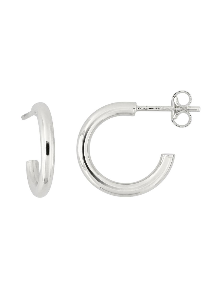 Boucles D’sOreilles Demi-Créoles Or Blanc Diametre 10 mm
