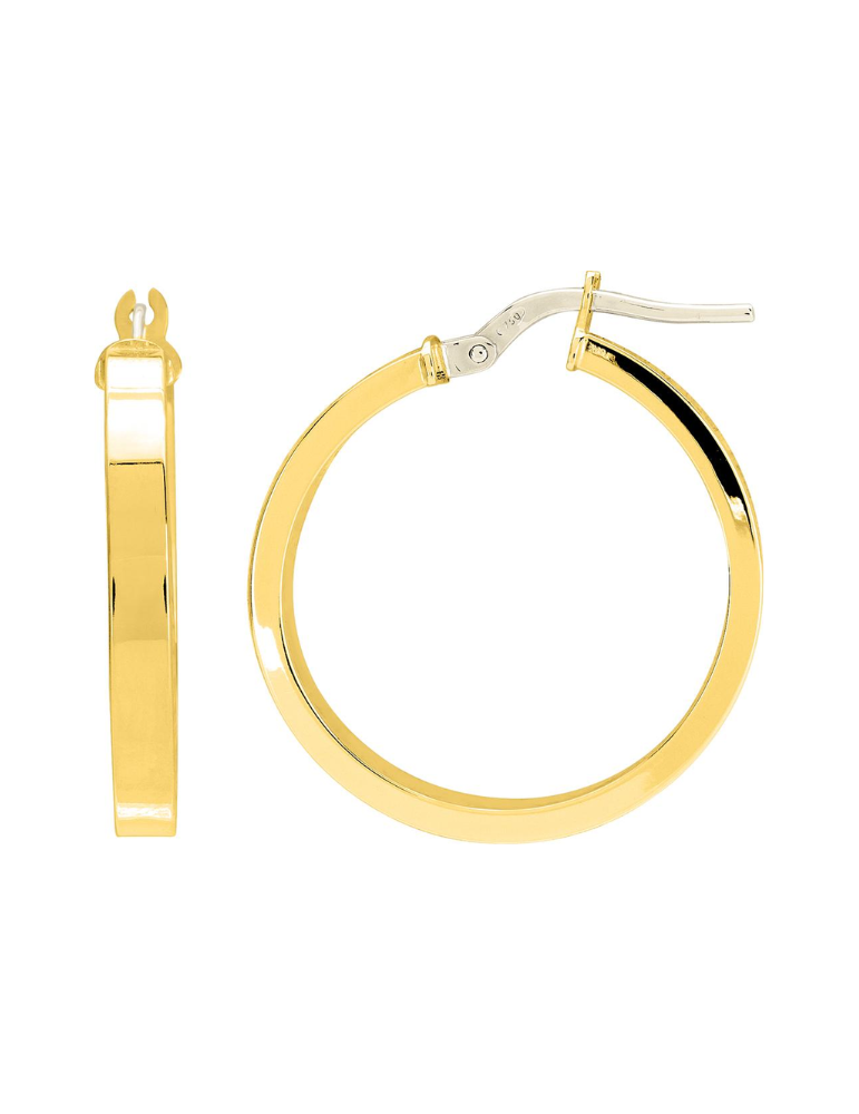 Boucle D’Oreille Crèole fil rectangle Or Jaune Diametre 20 mm