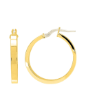 Boucle D’Oreille Crèole fil rectangle Or Jaune Diametre 20 mm
