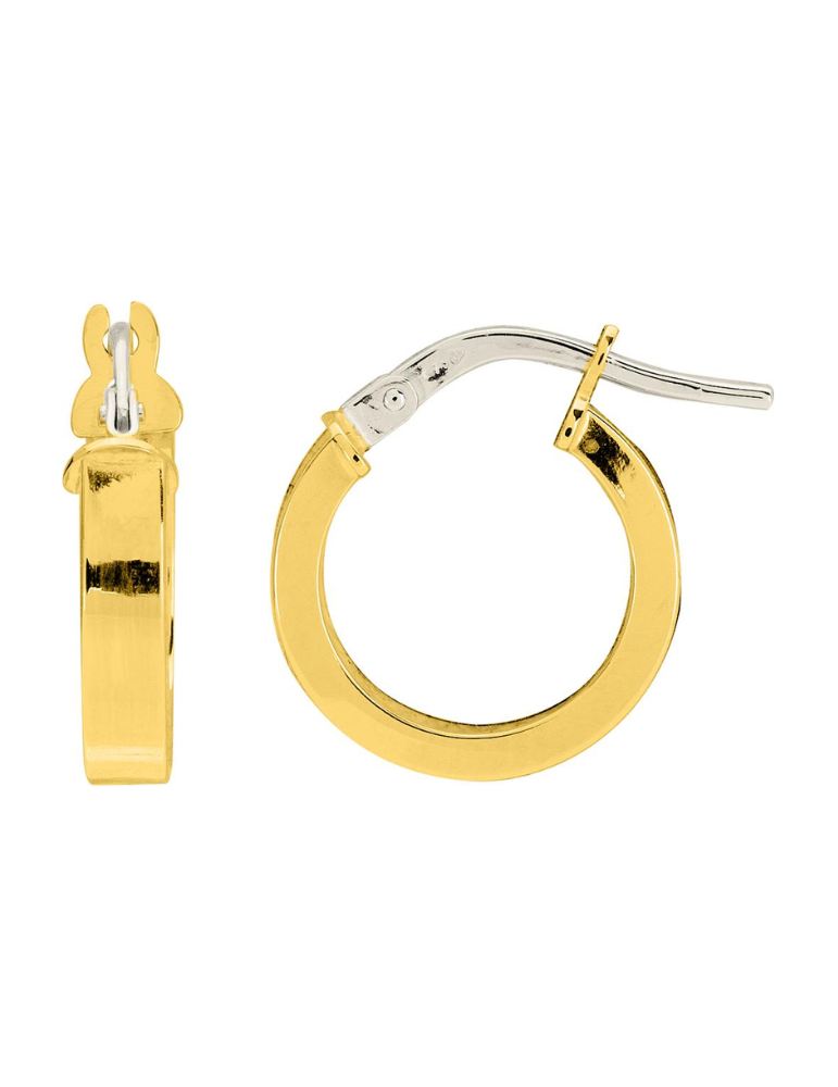 Boucle D’Oreille Crèole fil rectangle Or Jaune Diametre 10 mm