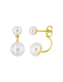 Boucles D'Oreilles Double Perles De Culture & Or Jaune