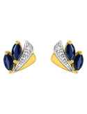 Boucle D’Oreille Saphir Bicolore Or Jaune & Or Blanc