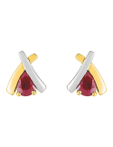 Boucle D’Oreille Rubis Bicolore Or Jaune & Blanc