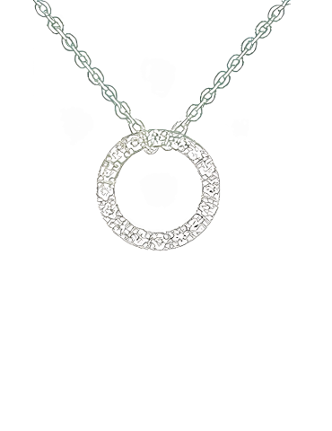 collier en or blanc 750 millième et diamants en forme de cercle