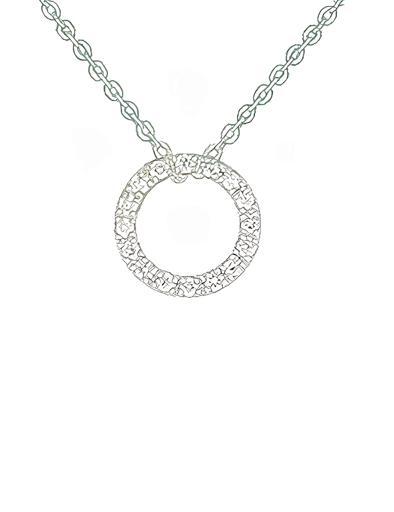 collier en or blanc 750 millième et diamants en forme de cercle