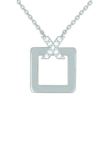 Collier Carré Or Blanc & Diamants