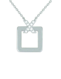 Collier Carré Or Blanc & Diamants