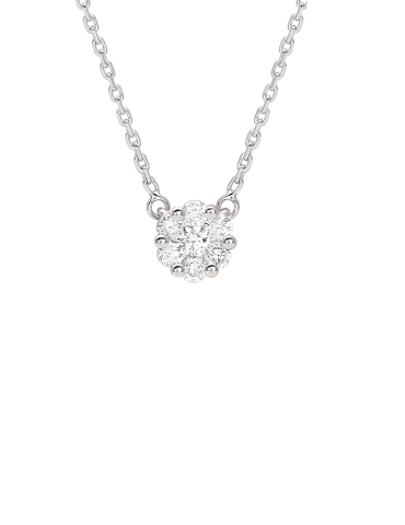 Collier Solitaire Or Blanc & Diamants