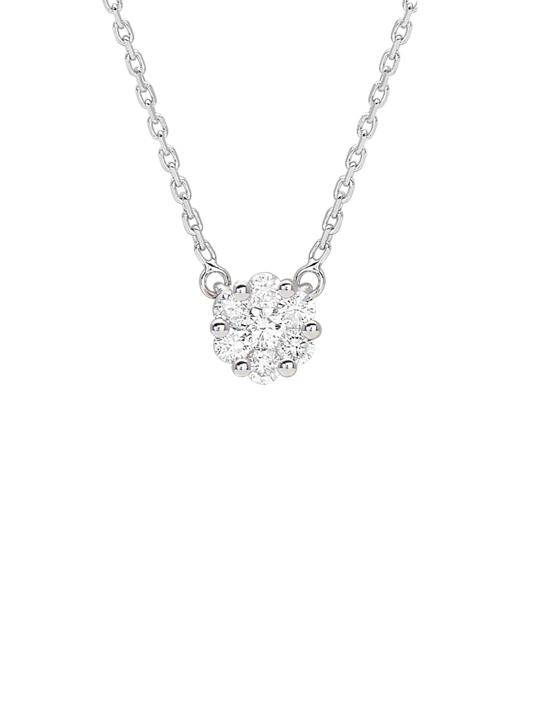 Collier Solitaire Or Blanc & Diamants